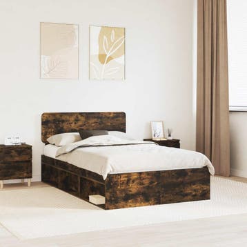 vidaXL Bedframe Rook Eiken 120 x 200 cm Massief grenenhout, Verzenden