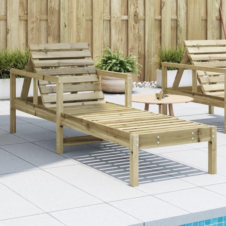 vidaXL Ligstoel 199,5x62x55 cm geïmpregneerd grenenhout, Tuin en Terras, Ligbedden, Nieuw, Verzenden