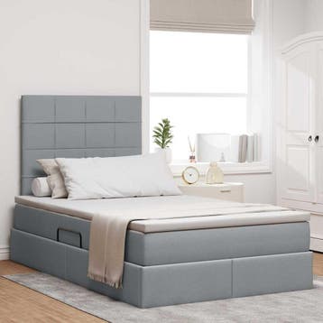 vidaXL LED opbergbed met matras Lichtgrijs 120 x 200 cm Stof, Verzenden