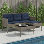 vidaXL Tuinbank Set met kussen 2 pcs Grijs en Marineblauw, Verzenden