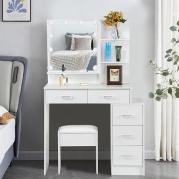 Make up tafel - Kaptafel - Met spiegel en verlichting - Holl, Verzenden, Nieuw