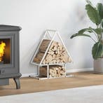 vidaXL Brandhoutrek 50x25x60 cm koudgewalst staal wit, Verzenden