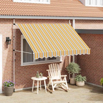 vidaXL Luifel handmatig uittrekbaar 300 cm geel en blauwe, Verzenden, Nieuw