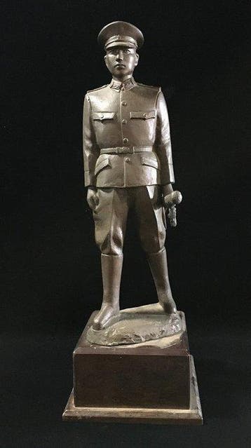 Large Vintage Japanese Military Officer Cast Metal Sculpture