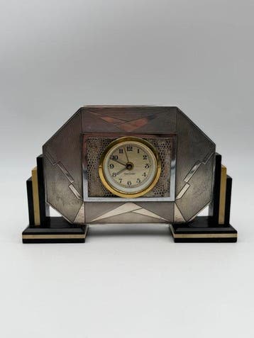 Horloge de table - mercedes - Bois, Plaqué(e) argent -