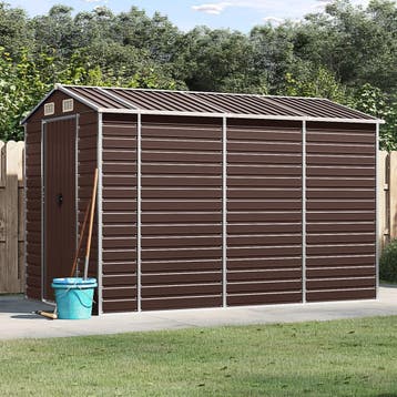 vidaXL Tuinhuis Bruin 191x300x198 cm Gegalvaniseerd Staal, Verzenden, Nieuw