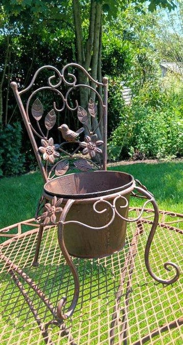 Bloempot met vogeldecoratie + wandhaak met bloempot tekst