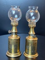 Olielamp (2) - Glas, Messing - Prachtige lamp Pigeon