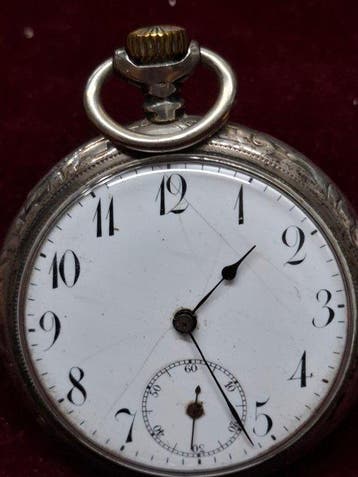 Zakhorloge zilveren deksel met fraaie wijzerplaat -