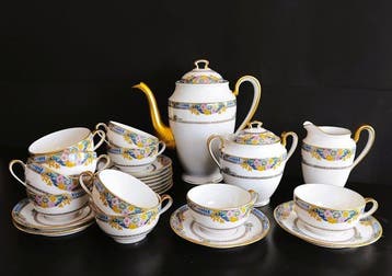 Limoges - William Guérin & Cie - Service à café pour 10, Antiquités & Art
