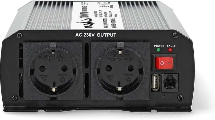Nedis Auto Omvormer 1000W – 24V / 230V – 2x Stopcontact, Caravans en Kamperen, Kampeeraccessoires, Zo goed als nieuw, Verzenden