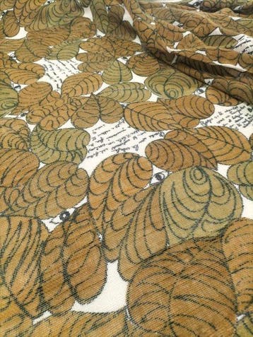 Pregiata canapa vintage anni 70 - motivo foliage - Textile