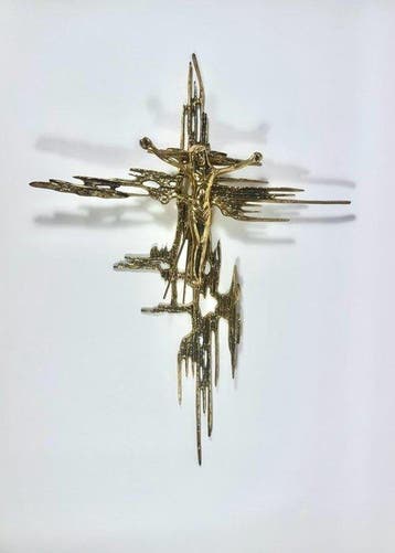 Art Nouveau Crucifix - Brons - 1970-1980 - Inspirado Dali -