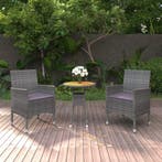 vidaXL 3-delige Tuinset poly rattan grijs, Verzenden, Nieuw, Tuinset