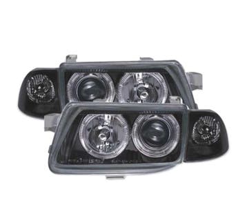 PHARES POUR OPEL ASTRA F 94-98 ANGEL EYES FOND NOIR H1-H7, Verzenden