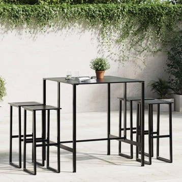 vidaXL 5-delige Tuinbarset gepoedercoat staal zwart, Verzenden, Nieuw