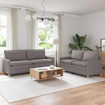 vidaXL bank / zetelstel 2 st Taupe Stof, Huis en Inrichting, Zetels | Zetels, Verzenden, Nieuw