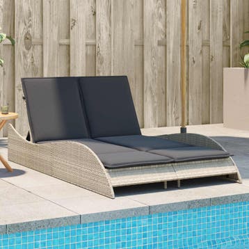 vidaXL Ligbed met kussens 114x205x73 cm poly rattan, Verzenden, Nieuw