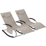 tectake Ligstoel Taya, ergonomisch, schommelfunctie - beige,, Verzenden, Nieuw