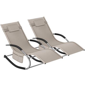 tectake Ligstoel Taya, ergonomisch, schommelfunctie - beige,, Verzenden