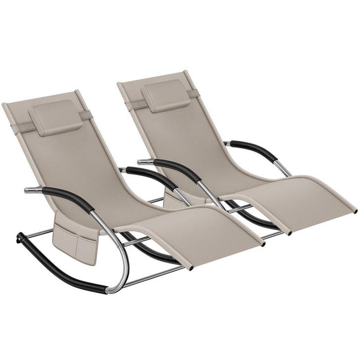tectake Ligstoel Taya, ergonomisch, schommelfunctie - beige,, Jardin & Terrasse, Ensembles de jardin, Envoi