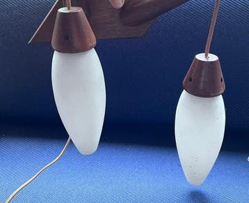 Lamp (3) - Glas - 3 Vintage wandlampen., Antiek en Kunst