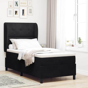 vidaXL Boxspring bed met hoofdeinde Zwart 190 x 90 cm, Huis en Inrichting, Slaapkamer | Bedden, Verzenden, Nieuw