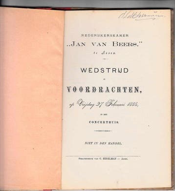 Diverse auteurs - Rederijkerskamer Jan van Beers te Assen