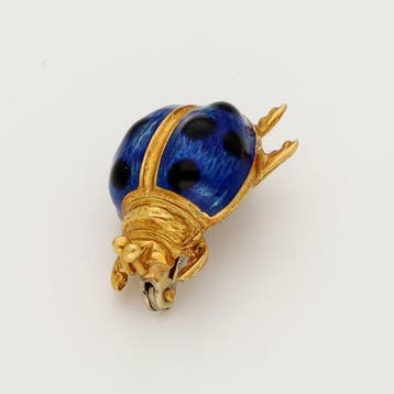 Broche - 18 carats Or jaune, Or blanc - Émail