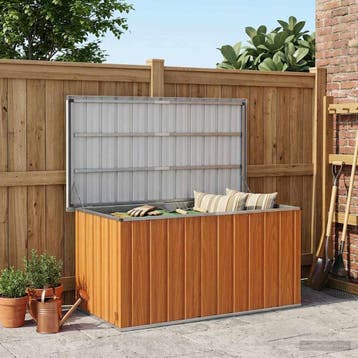 vidaXL Buitopslagdoos Hout 129 x 67 x 65 cm Gegalvaniseerd, Tuin en Terras, Verzenden, Nieuw