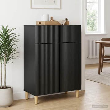 vidaXL Dressoir met lade Zwart 66 x 34,5 x 90 cm Bewerkt, Huis en Inrichting, Kasten | Dressoirs, Verzenden, Nieuw