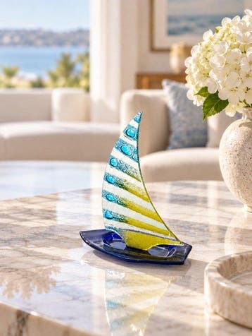 Tafelmiddenstuk - Muranoglas - Murano zeilboot
