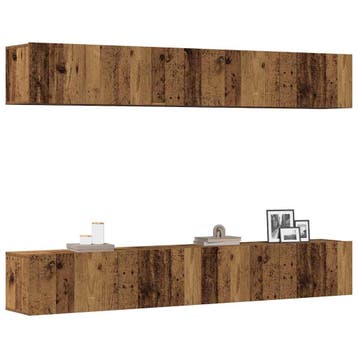 vidaXL 4-delige wand-tv-meubelset van oud hout, 100x30x30 cm, Verzenden