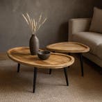 Salontafel Mangohout S Timo - Set Van 2, Huis en Inrichting, Tafels | Salontafels, Verzenden, Nieuw, Industriële meubels, Overige vormen