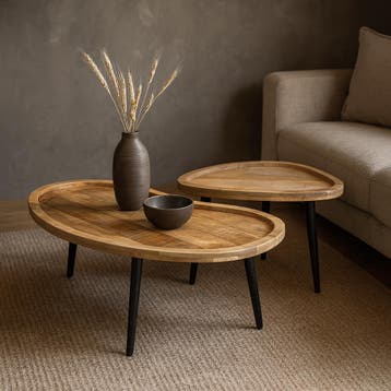 Salontafel Mangohout S Timo - Set Van 2, Verzenden, Nieuw, Industriële meubels, Overige vormen