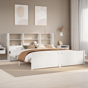 vidaXL Bed met boekenkast zonder matras grenenhout wit, Verzenden, Nieuw