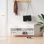 vidaXL Schoenenbank 102x35x55 cm bewerkt hout wit, Huis en Inrichting, Kasten | Schoenenkasten, Verzenden, Nieuw