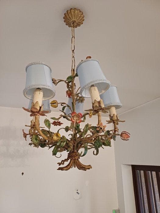 Kroonluchter - adem van de lente - IJzer - Pastelachtige, Antiek en Kunst, Antiek | Verlichting