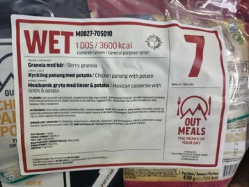 Out Meals MRE Meal Ready-to-Eat 24-uur rantsoen, Menu set 7, Ophalen of Verzenden, Nieuw
