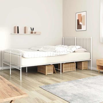 vidaXL Bedframe met hoofd- en voeteneinde metaal wit 160x200, Verzenden, Nieuw