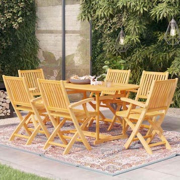 vidaXL 7-delige Tuinset massief teakhout, Verzenden, Nieuw, Tuinset