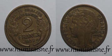 France Frankreich Km 886 2 Francs 1935 Typ Morlon, Verzenden, België