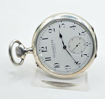 Glashütte J(ulius) Assmann . - mächtige Silber Lepine - Uhr, Nieuw