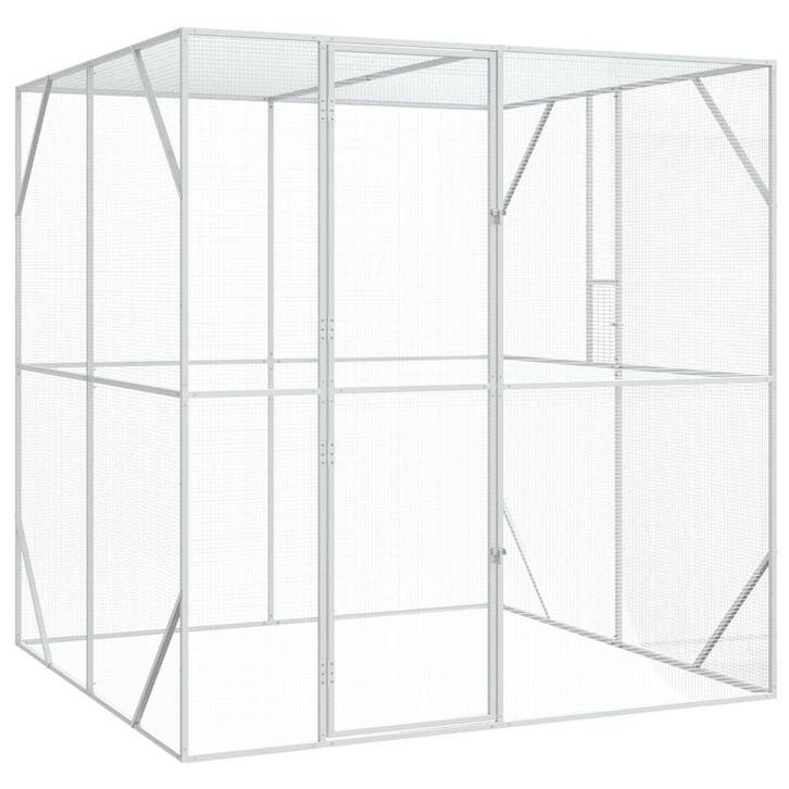 vidaXL Vogelkooi Antraciet 209 x 202 x 214 cm Gegalvaniseerd, Dieren en Toebehoren, Vogels | Toebehoren, Nieuw, Verzenden