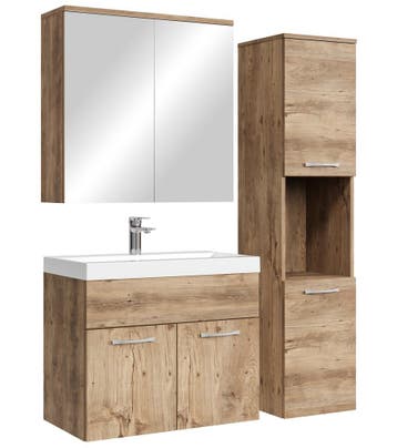 Badkamermeubel Set Montreal 60 cm Kastanje Eiken Badmeubel, Verzenden