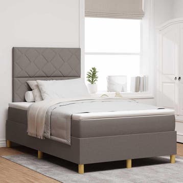 vidaXL LED Box Spring Bed met hoofdeinde Taupe 120 x 200 cm, Verzenden