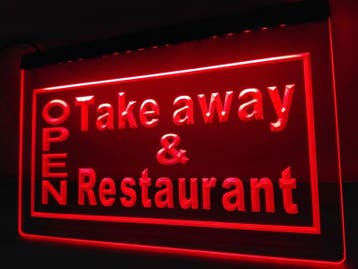 OPEN & take away neon bord lamp LED  verlichting reclame lic, Verzenden, Nieuw