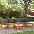 vidaXL 6-delige tuinbankset met kussens acaciahout & rotan, Tuin en Terras, Verzenden, Nieuw