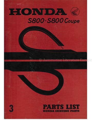 1967 HONDA S800 | S800 COUPE ONDERDELENBOEK ENGELS