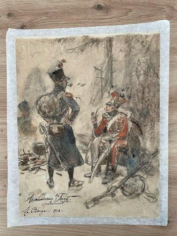 Maurice Orange (1867-1916) - Soldats au repos, Antiquités & Art